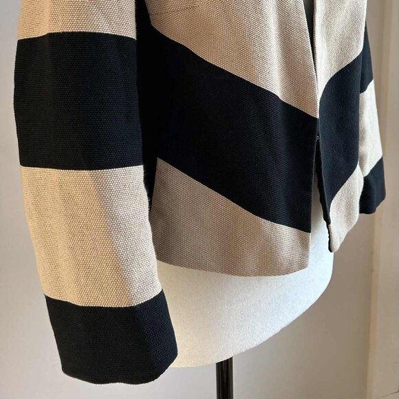 Iris Setlakwe Structured Cropped Jacket In Black And Taupe Chevron Weave - US 8 - Picture 2 of 10